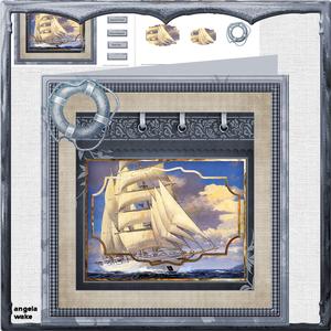 Sailing Ship 8x8 Card with Pyramid Layers