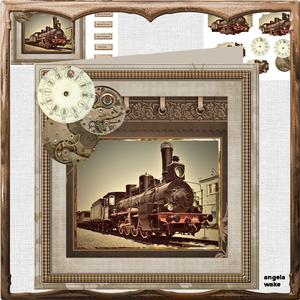 Vintage Steam Train 8x8 Card Mini Kit