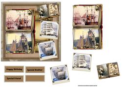 Vintage Sailing Ships Card with Toppers for Depth