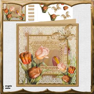 Spring Tulips 8x8 Card with Decoupage Mini Kit
