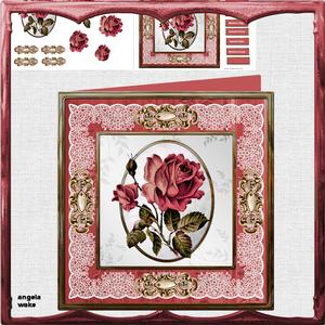 Vintage Red Rose 8x8 Card Mini Kit