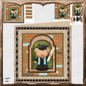 Graduation Bear 8x8 Card Mini Kit