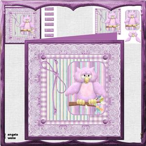 Girl Owl 8x8 Card Mini Kit