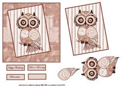 Pink Owl Card with Topper and Decoupage