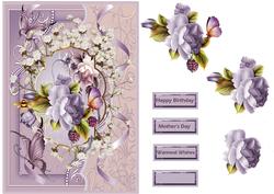 Lilac Rose and Babys Breath Card with Decoupage