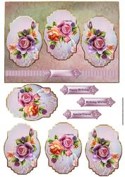 English Rose Panel Card with Toppers