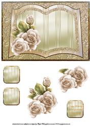 Cream Roses Card with Decoupage
