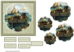 Vintage Fishing Boat Card with Petal Stacker