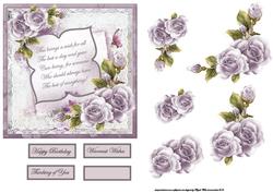Lilac Rose and Verse Card with Decoupage