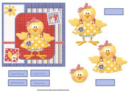 Chickens Hayday Card Front with Decoupage