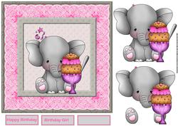 Elephant Party Time 7x7 Card with Decoupage