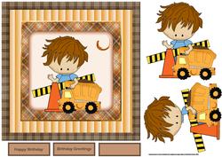 Roadworks Lorry 7x7 Card with Decoupage