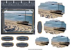 Moored Up on the Beach Card with Shaped Layers