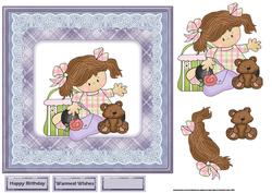 Shopping Girl 7x7 Card with Decoupage