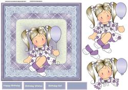 Chloe with a Balloon 7x7 Card and Decoupage