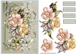 Florals and Butterfly Card Front with Decoupage