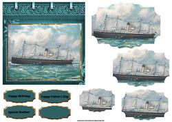 Vintage Liner Ship Card with Shaped Layers