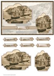 Fishing Boats Moored Up Card with Toppers