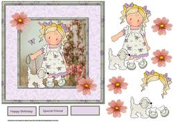Chloe Butterfly and Her Dog 7x7 Card