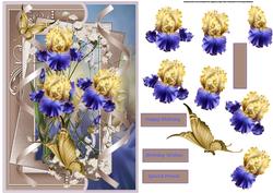 Bearded Iris Card with Decoupage