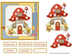 Toadstool House Card with Decoupage
