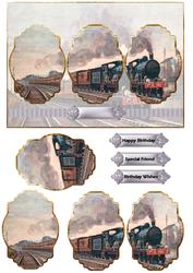 Vintage Steam Train Panel Card