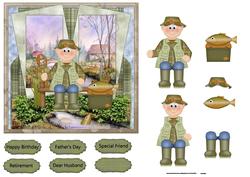 A Lovely Day Fishing Card with Decoupage