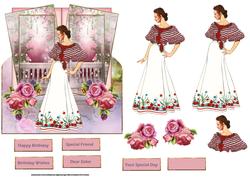Lady in the Garden Over the Edge Card