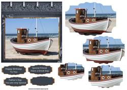 Small Fishing Boat Card with Shaped Layers