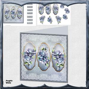 Blue Rose Panel 7x7 Card with Decoupage