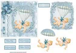 Vintage Baby Boy Card with Topper