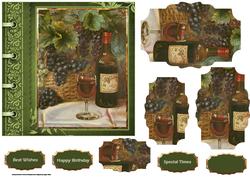A Red Vintage Wine and Grapes