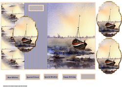 Norfolk Broads Fold Back Card and Toppers