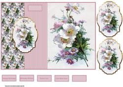 White Poppy Fold Back Card and Toppers