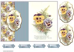 Pansy Fold Back Card with Toppers