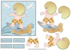 Summer Fun, Boy Surfer Card with Decoupage