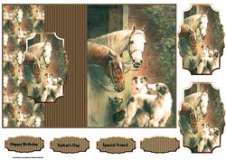 Horse and Dog Friends Fold Back Card with Toppers