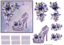 Lilies and Birthday Shoes Card with Decoupage