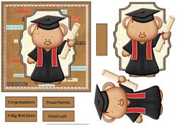 Graduation Bear Card with Decoupage