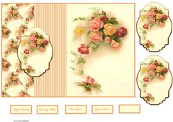Variety Rose Fold Back Card with Toppers
