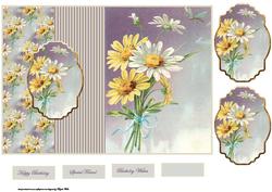 White and Yellow Daisy Fold Back Card