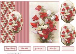 Red and White Sweet Peas Fold Back Card