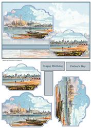 Harbour Scene Card with Toppers