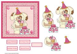 Party Cupcake Teddy Card with Decoupage