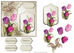 Tulips Bracket Card with Decoupage