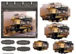 Vintage Mini Bus Card with Shaped Stackers