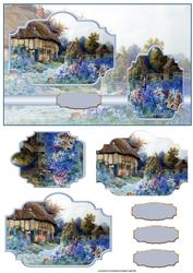 Lilac and Bluebell Cottage Card with Toppers