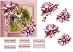 Cottage Garden Card with Decoupage