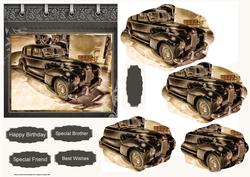 Vintage Car Card with Shaped Layers