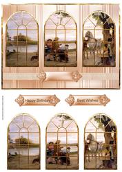 Village Folk and Animals Window View Card
